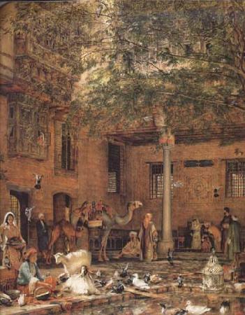 John Frederick Lewis The Hosh (Courtyard) of the House of the Coptic Patriarch Cairo (mk32) France oil painting art